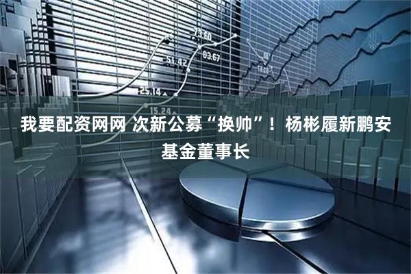 我要配资网网 次新公募“换帅”！杨彬履新鹏安基金董事长
